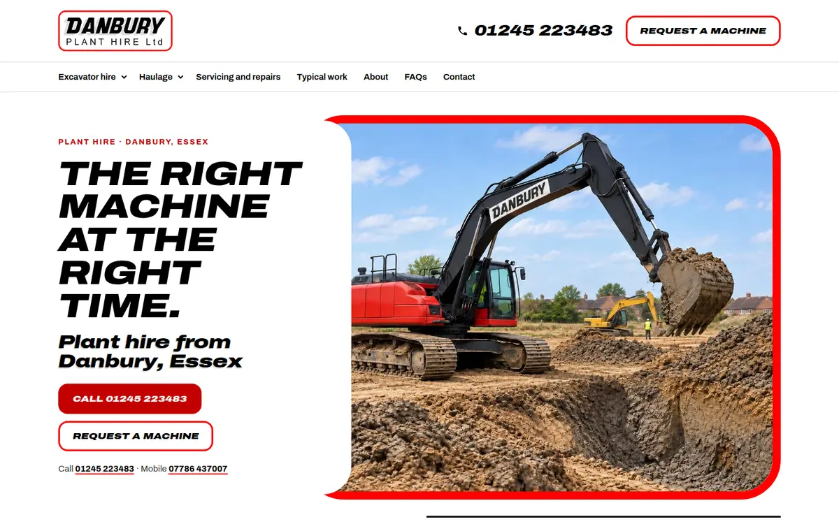 The Danbury Plant Hire website