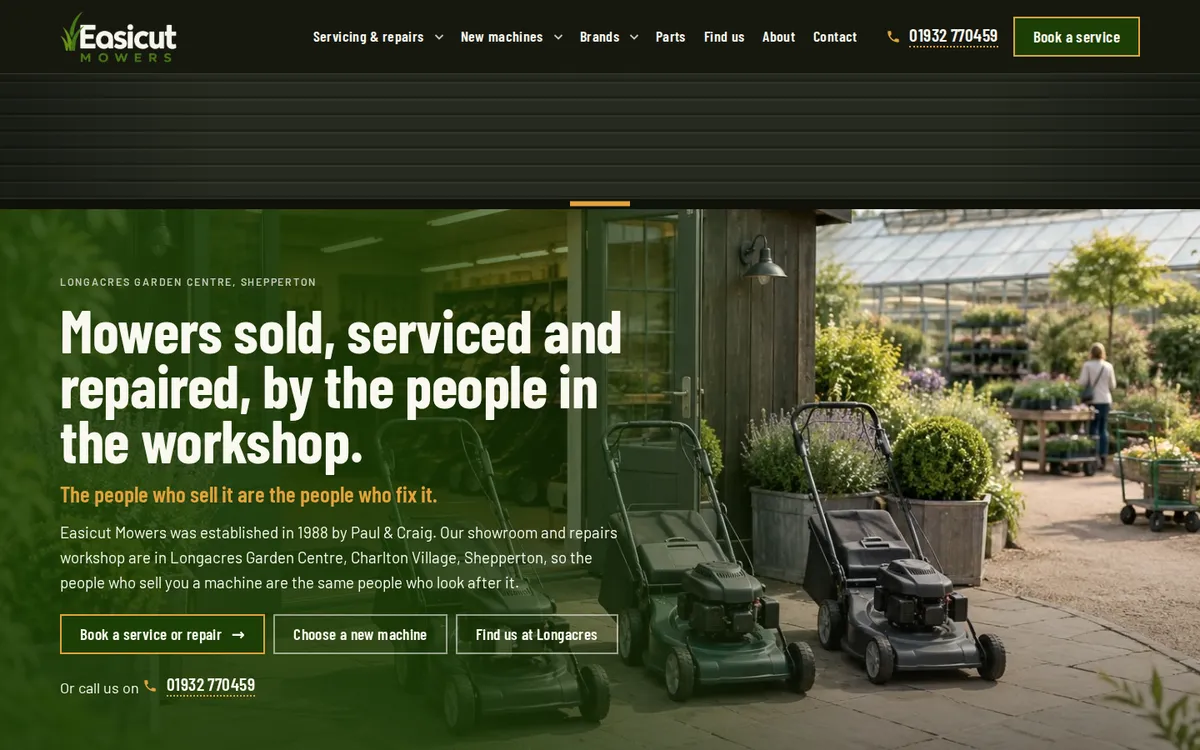 The Easicut Mowers website
