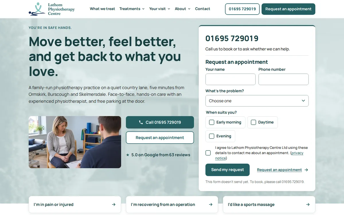 The Lathom Physiotherapy website
