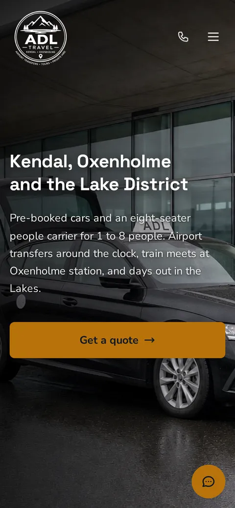The ADL Travel website on a phone