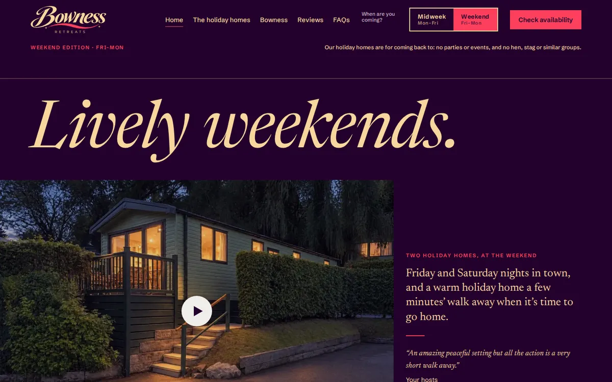 The Bowness Retreats website