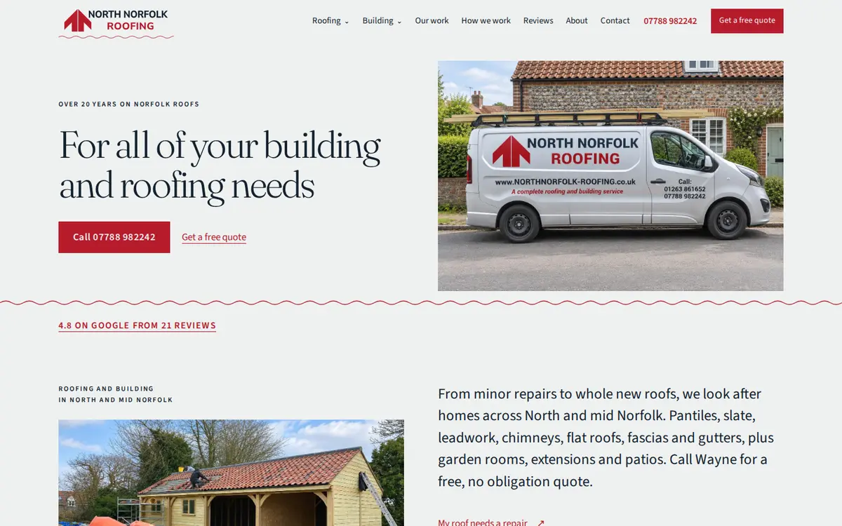 The North Norfolk Roofing website