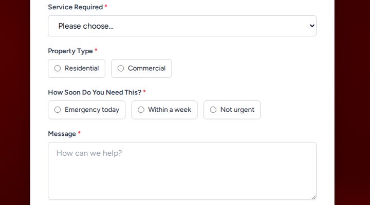 Enquiry form on the Harrisons Electrical Contractors site