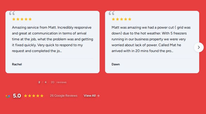 Reviews on the Harrisons Electrical Contractors site